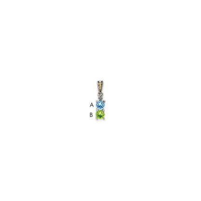 Sterling Silver Antiqued w/14K/Silver Two-Tone 2-stone W/diamond Mother's Pendant