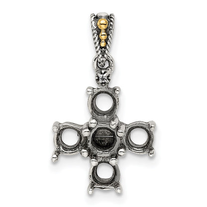 Sterling Silver Antiqued w/14K/Silver Two-Tone 5-stone W/diamond Mother's Pendant