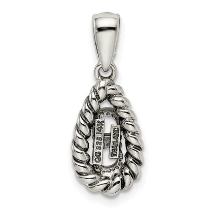 Sterling Silver Antiqued w/14K/Silver Two-Tone 2-stone W/diamond Mother's Pendant