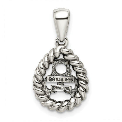 Sterling Silver Antiqued w/14K/Silver Two-Tone 3-stone W/diamond Mother's Pendant