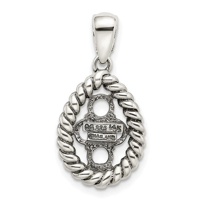 Sterling Silver Antiqued w/14K/Silver Two-Tone 4-stone W/diamond Mother's Pendant