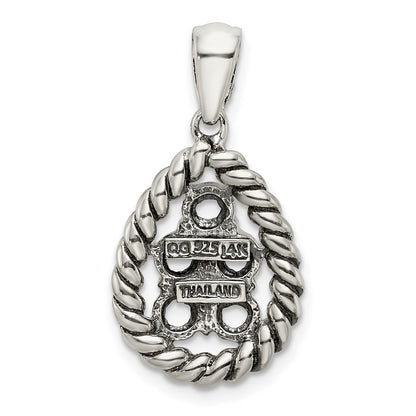 Sterling Silver Antiqued w/14K/Silver Two-Tone 5-stone W/diamond Mother's Pendant