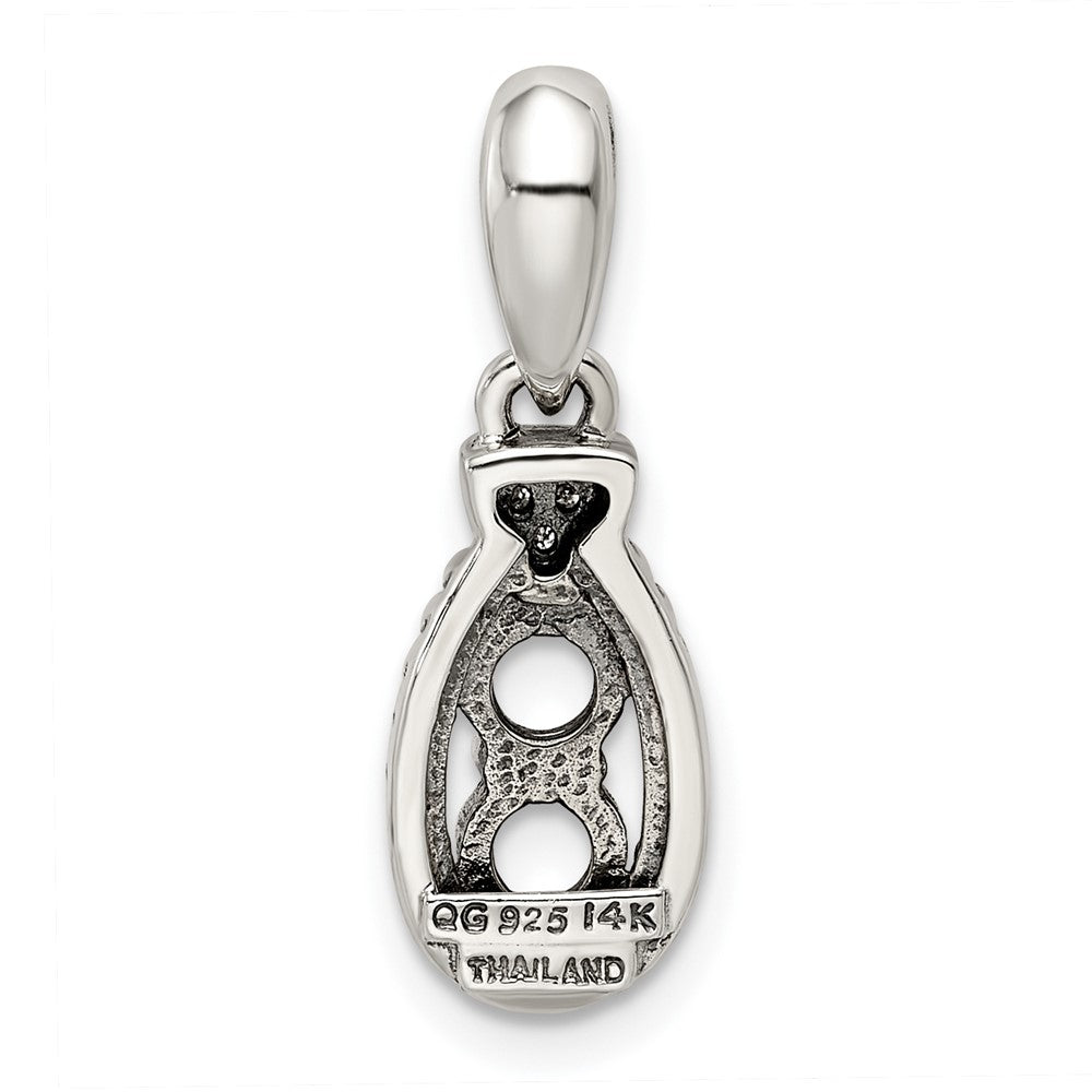 Sterling Silver Antiqued w/14K/Silver Two-Tone 2-stone W/diamond Mothers Pendant Semi-Mount
