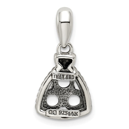 Sterling Silver Antiqued w/14K/Silver Two-Tone 3-stone W/diamond Mother's Pendant
