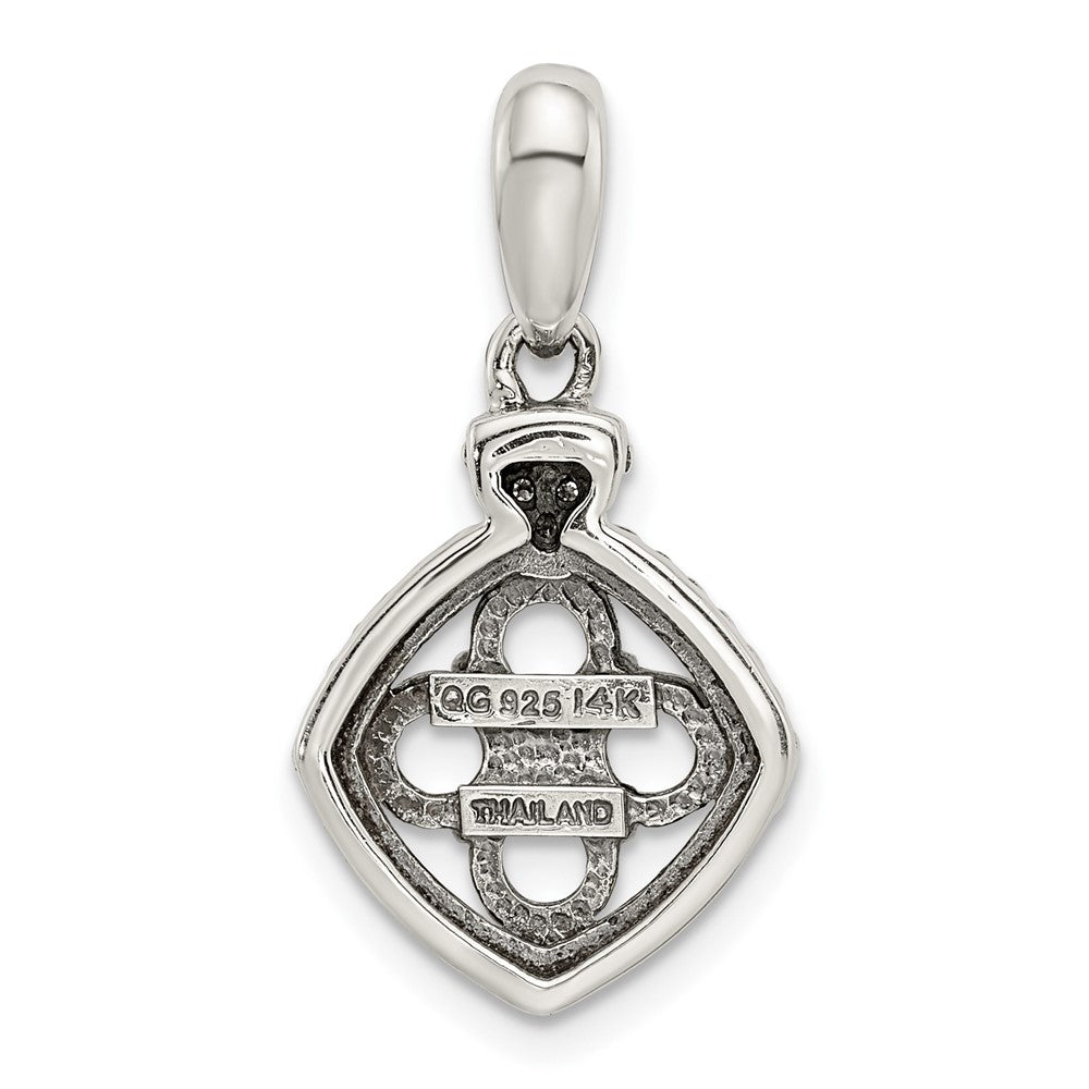 Sterling Silver Antiqued w/14K/Silver Two-Tone 4-stone W/diamond Mother's Pendant