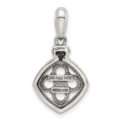 Sterling Silver Antiqued w/14K/Silver Two-Tone 4-stone W/diamond Mother's Pendant