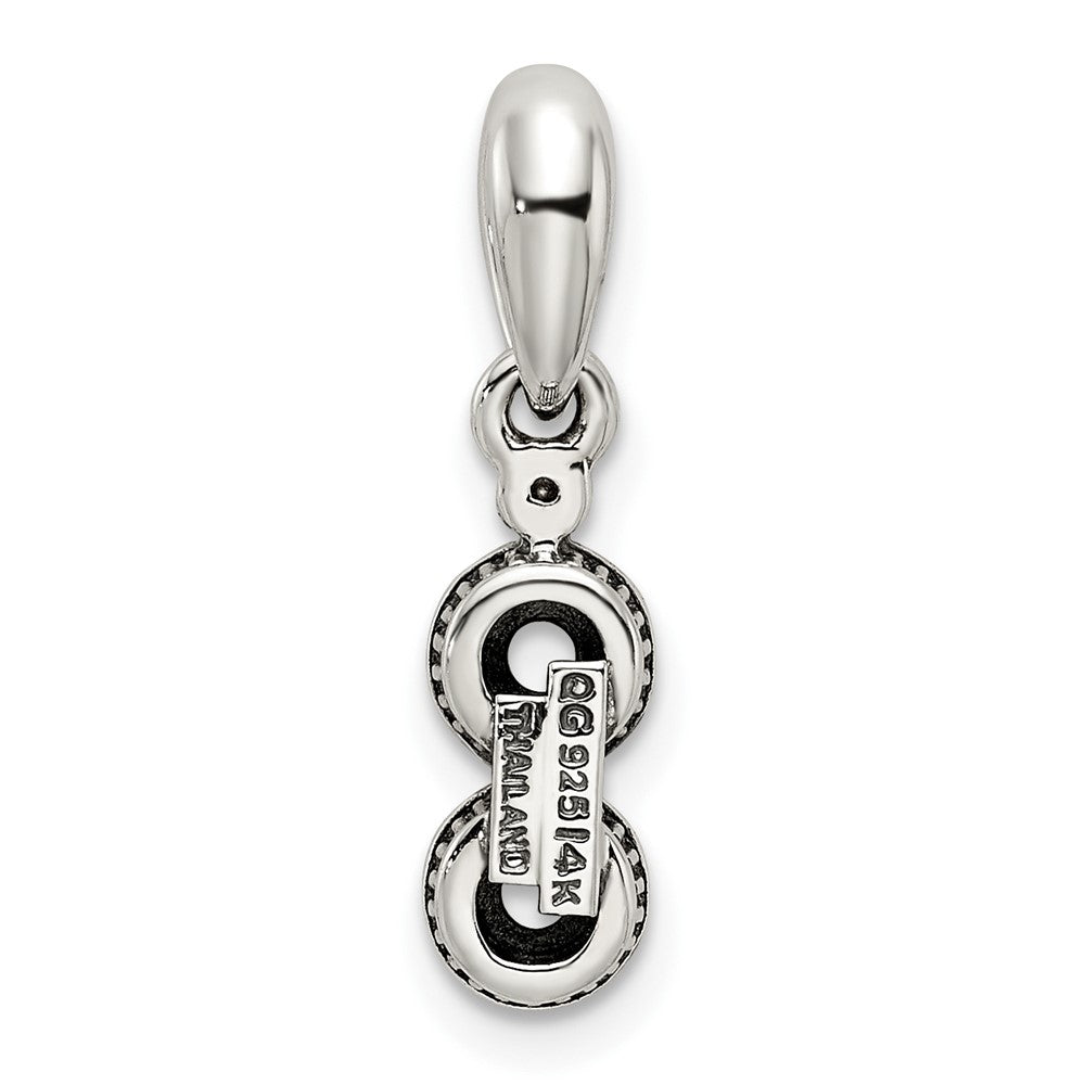 Sterling Silver Antiqued w/14K/Silver Two-Tone 2-stone W/diamond Mother's Pendant