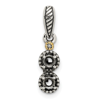Sterling Silver Antiqued w/14K/Silver Two-Tone 2-stone W/diamond Mother's Pendant