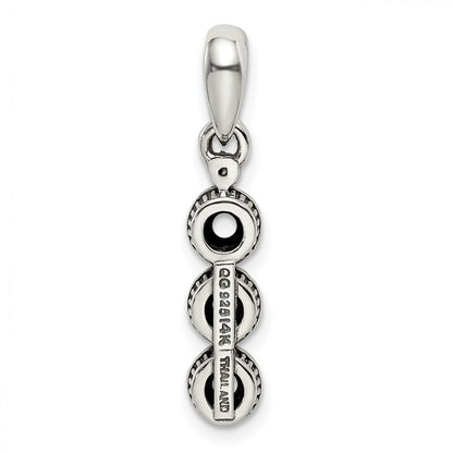 Sterling Silver Antiqued w/14K/Silver Two-Tone 3-stone W/diamond Mother's Pendant