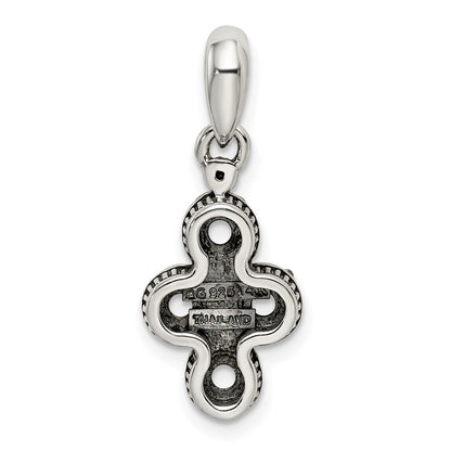 Sterling Silver Antiqued w/14K/Silver Two-Tone 4-stone W/diamond Mother's Pendant