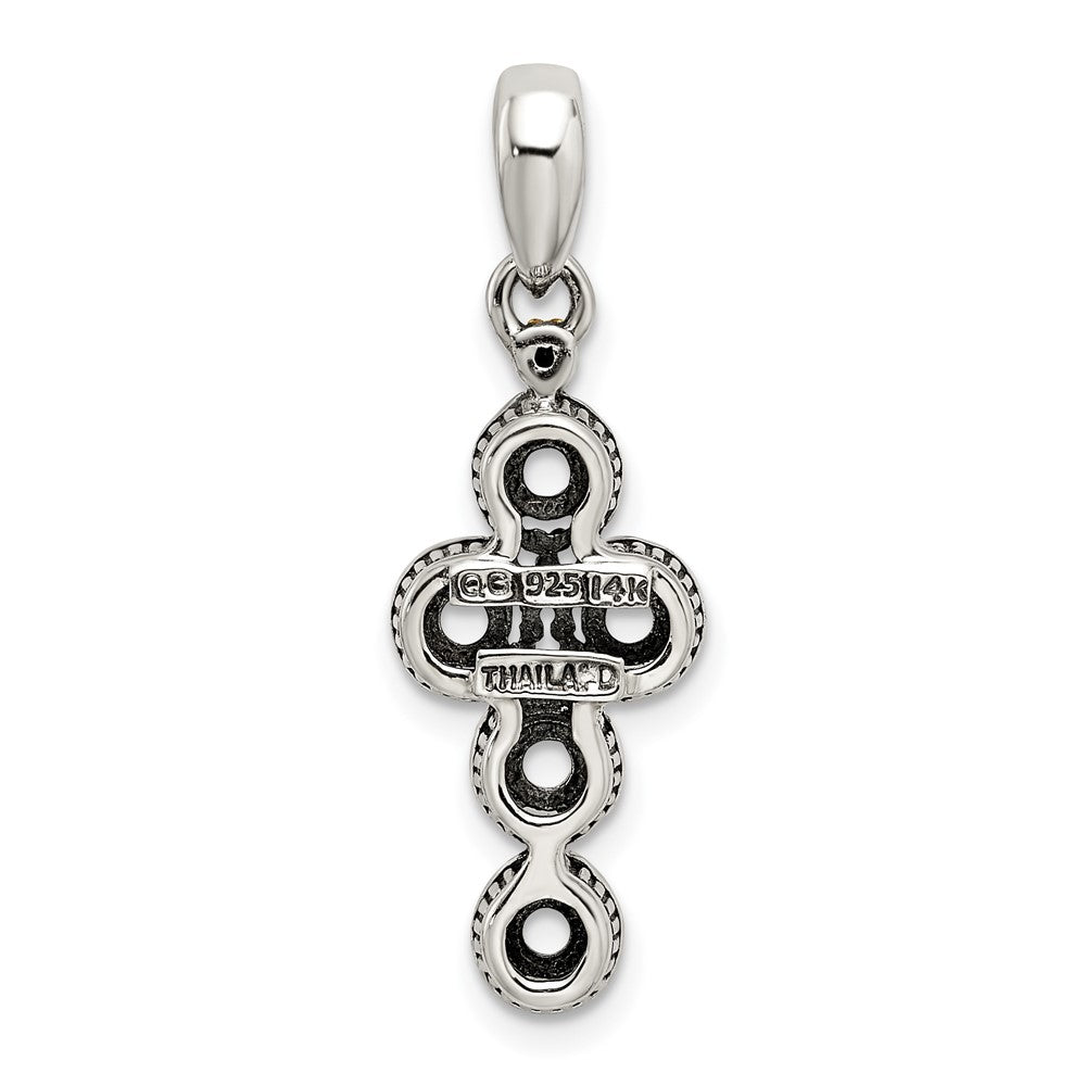 Sterling Silver Antiqued w/14K/Silver Two-Tone 5-stone W/diamond Mother's Pendant