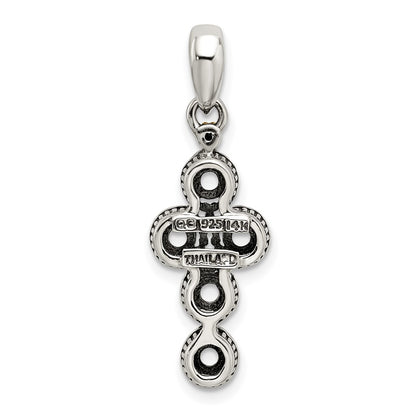 Sterling Silver Antiqued w/14K/Silver Two-Tone 5-stone W/diamond Mother's Pendant
