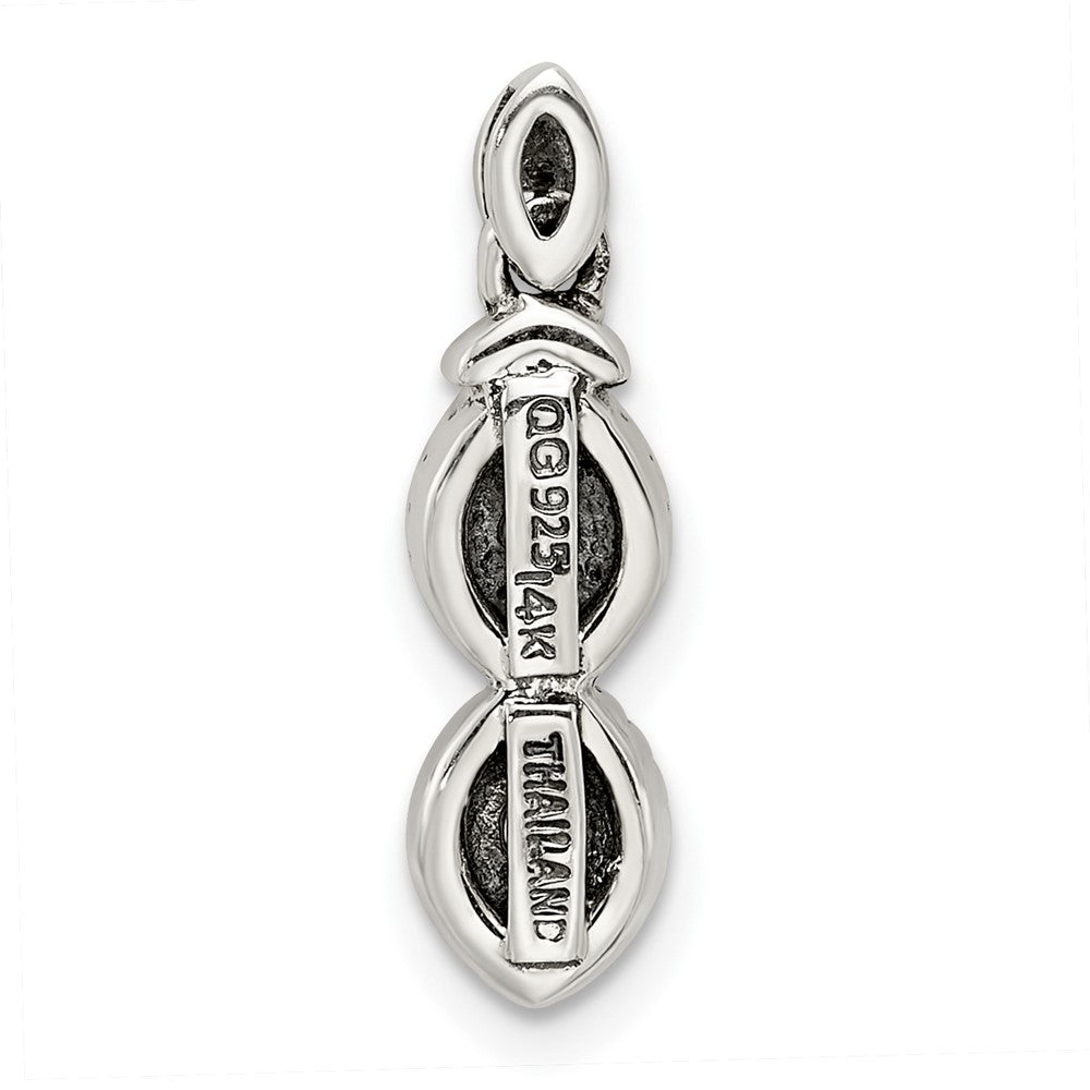 Sterling Silver Antiqued w/14K/Silver Two-Tone 2-stone W/diamond Mother's Pendant