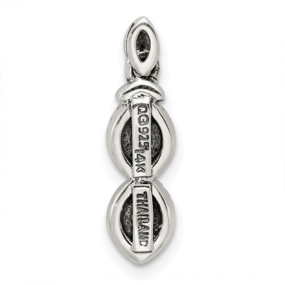 Sterling Silver Antiqued w/14K/Silver Two-Tone 2-stone W/diamond Mother's Pendant