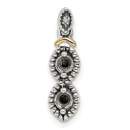 Sterling Silver Antiqued w/14K/Silver Two-Tone 2-stone W/diamond Mother's Pendant