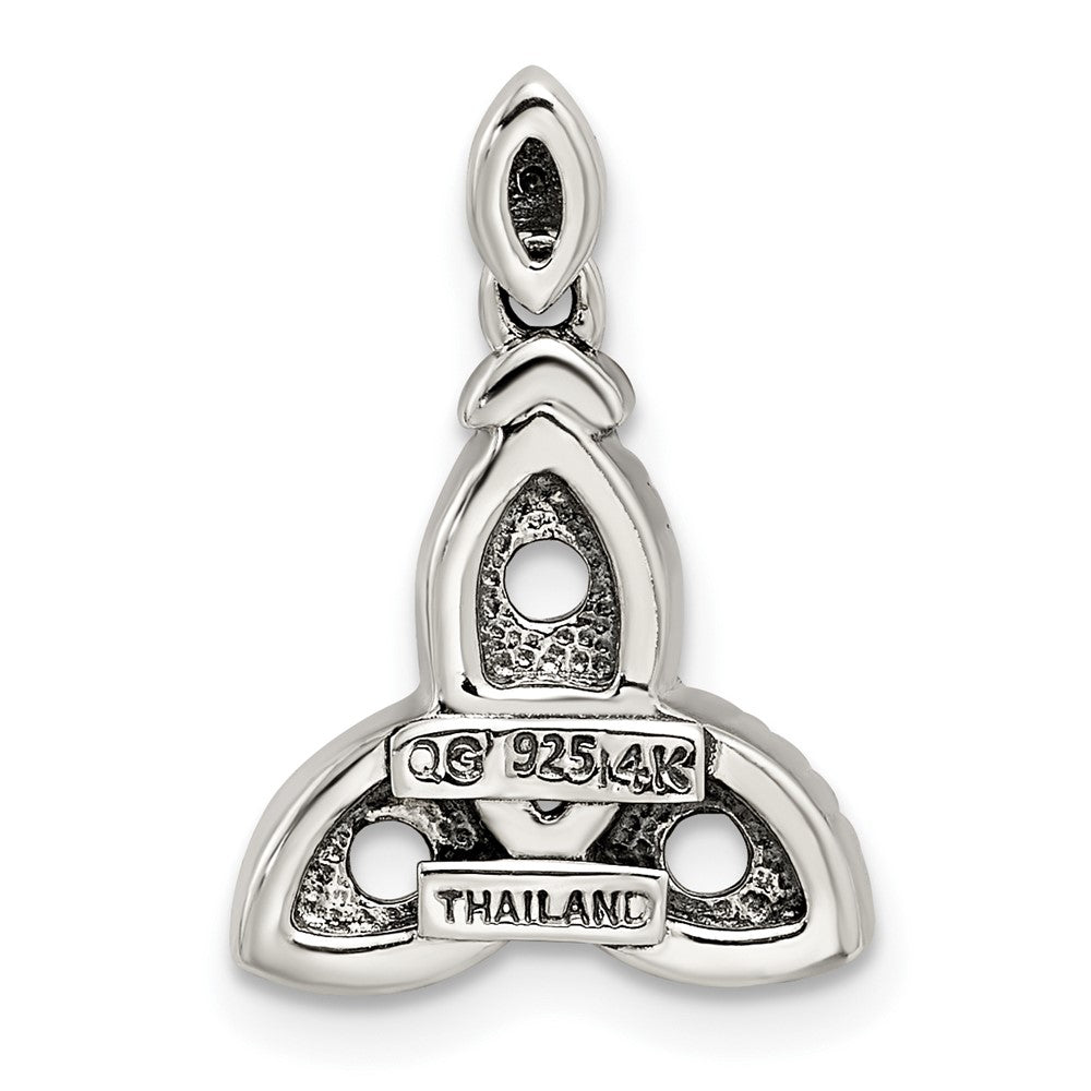 Sterling Silver Antiqued w/14K/Silver Two-Tone 3-stone W/diamond Mother's Pendant