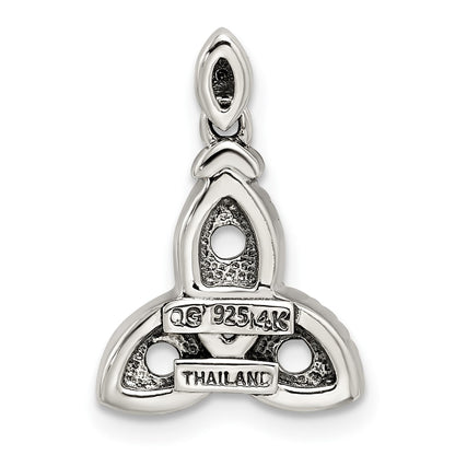 Sterling Silver Antiqued w/14K/Silver Two-Tone 3-stone W/diamond Mother's Pendant
