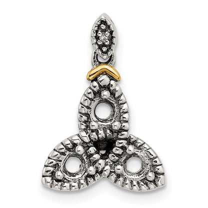 Sterling Silver Antiqued w/14K/Silver Two-Tone 3-stone W/diamond Mother's Pendant