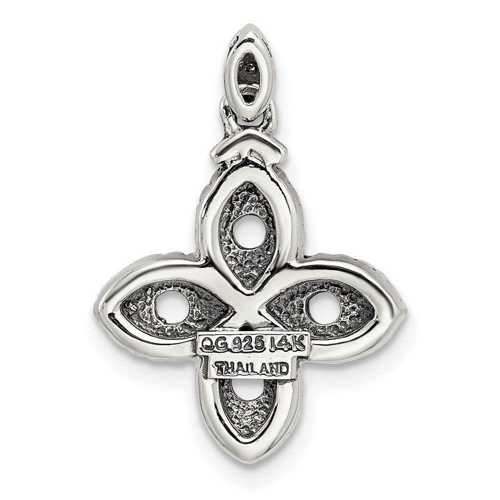 Sterling Silver Antiqued w/14K/Silver Two-Tone 4-stone W/diamond Mother's Pendant