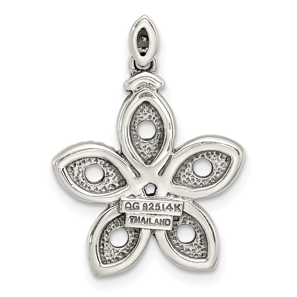 Sterling Silver Antiqued w/14K/Silver Two-Tone 5-stone W/diamond Mother's Pendant