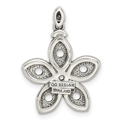 Sterling Silver Antiqued w/14K/Silver Two-Tone 5-stone W/diamond Mother's Pendant