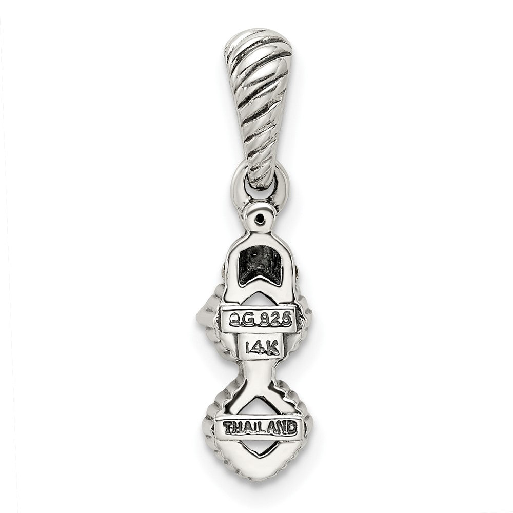 Sterling Silver Antiqued w/14K/Silver Two-Tone 2-stone W/diamond Mothers Pendant Semi-Mount