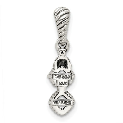 Sterling Silver Antiqued w/14K/Silver Two-Tone 2-stone W/diamond Mother's Pendant