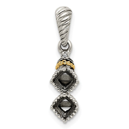 Sterling Silver Antiqued w/14K/Silver Two-Tone 2-stone W/diamond Mother's Pendant