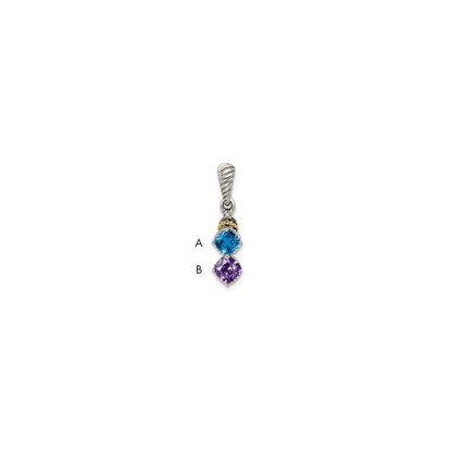 Sterling Silver Antiqued w/14K/Silver Two-Tone 2-stone W/diamond Mothers Pendant Semi-Mount