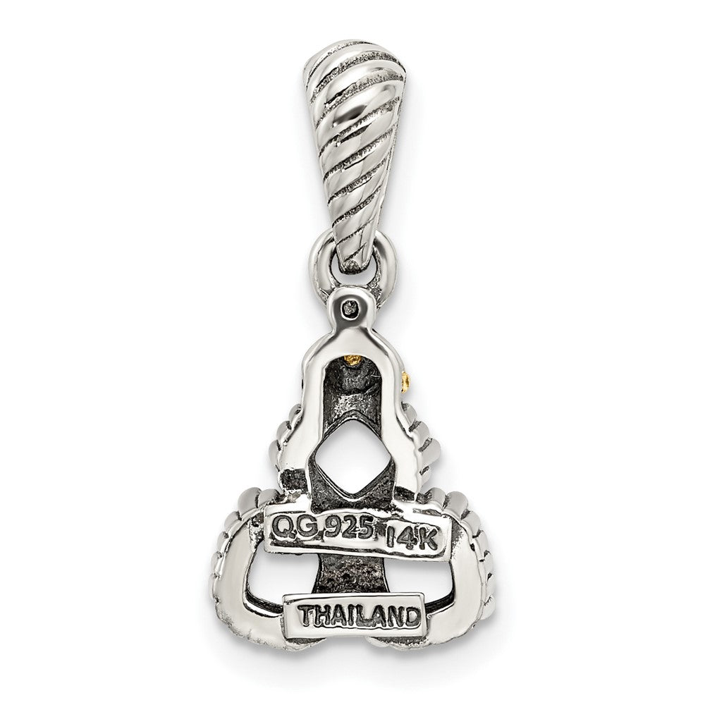 Sterling Silver Antiqued w/14K/Silver Two-Tone 3-stone W/diamond Mother's Pendant