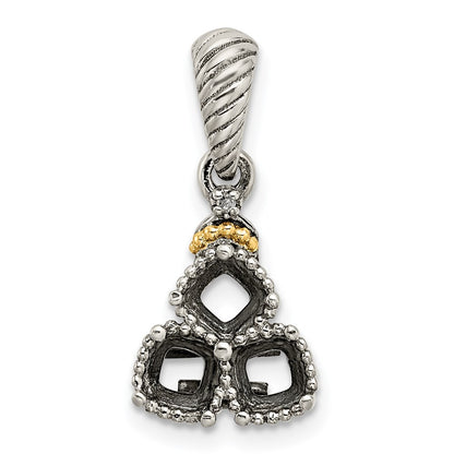 Sterling Silver Antiqued w/14K/Silver Two-Tone 3-stone W/diamond Mother's Pendant