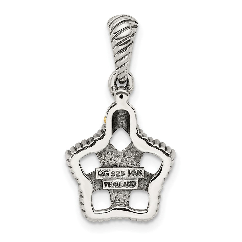 Sterling Silver Antiqued w/14K/Silver Two-Tone 5-stone W/diamond Mother's Pendant