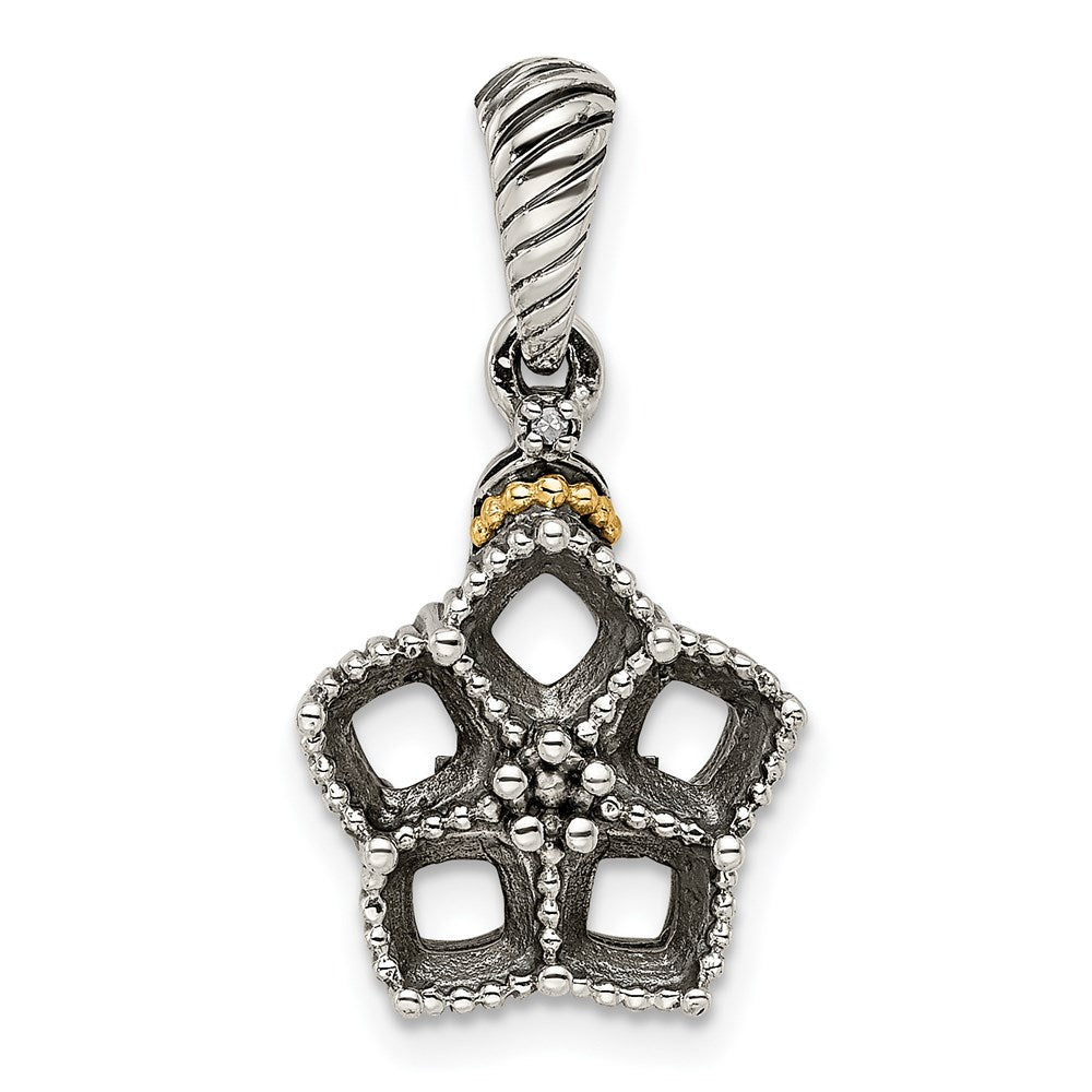 Sterling Silver Antiqued w/14K/Silver Two-Tone 5-stone W/diamond Mother's Pendant