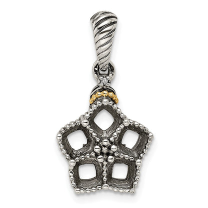 Sterling Silver Antiqued w/14K/Silver Two-Tone 5-stone W/diamond Mother's Pendant