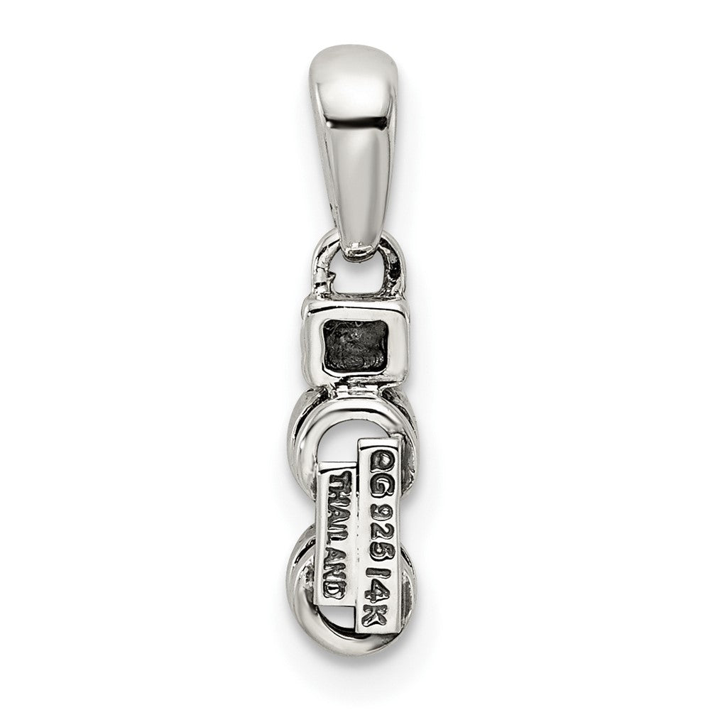 Sterling Silver Antiqued w/14K/Silver Two-Tone 2-stone W/diamond Mother's Pendant