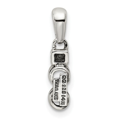 Sterling Silver Antiqued w/14K/Silver Two-Tone 2-stone W/diamond Mother's Pendant