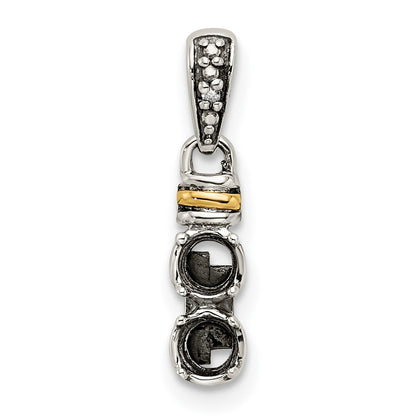 Sterling Silver Antiqued w/14K/Silver Two-Tone 2-stone W/diamond Mother's Pendant