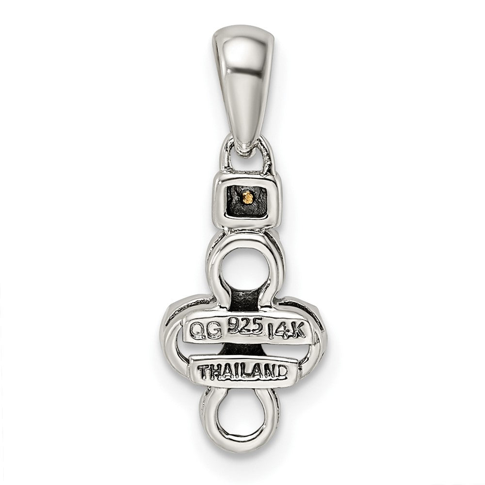 Sterling Silver Antiqued w/14K/Silver Two-Tone 4-stone W/diamond Mother's Pendant