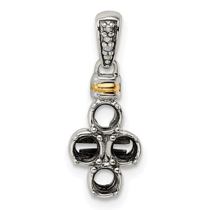 Sterling Silver Antiqued w/14K/Silver Two-Tone 4-stone W/diamond Mother's Pendant