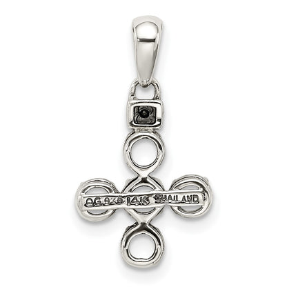 Sterling Silver Antiqued w/14K/Silver Two-Tone 5-stone W/diamond Mother's Pendant