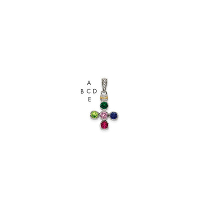 Sterling Silver Antiqued w/14K/Silver Two-Tone 5-stone W/diamond Mother's Pendant