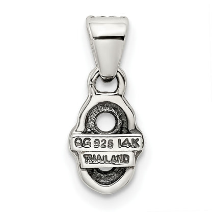 Sterling Silver Antiqued w/14K/Silver Two-Tone 2-stone W/diamond Mother's Pendant