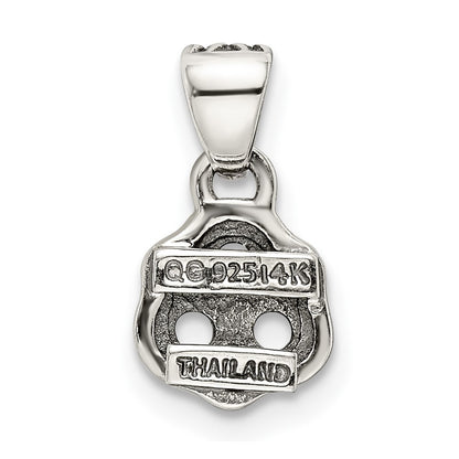 Sterling Silver Antiqued w/14K/Silver Two-Tone 3-stone W/diamond Mother's Pendant