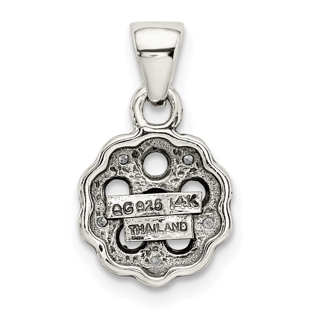 Sterling Silver Antiqued w/14K/Silver Two-Tone 5-stone W/diamond Mother's Pendant