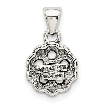 Sterling Silver Antiqued w/14K/Silver Two-Tone 5-stone W/diamond Mother's Pendant