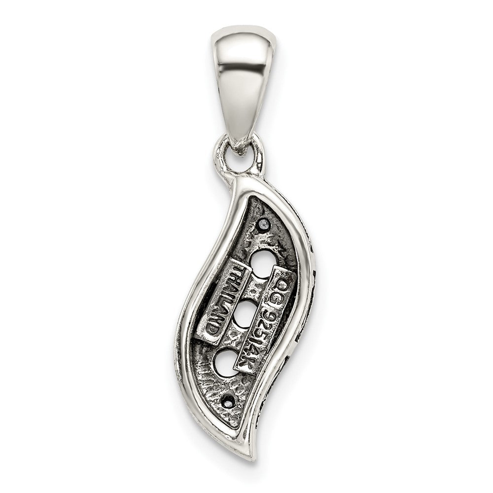 Sterling Silver Antiqued w/14K/Silver Two-Tone 3-stone W/diamond Mother's Pendant