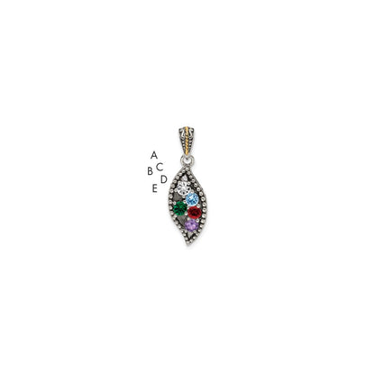 Sterling Silver Antiqued w/14K/Silver Two-Tone 5-stone W/diamond Mother's Pendant