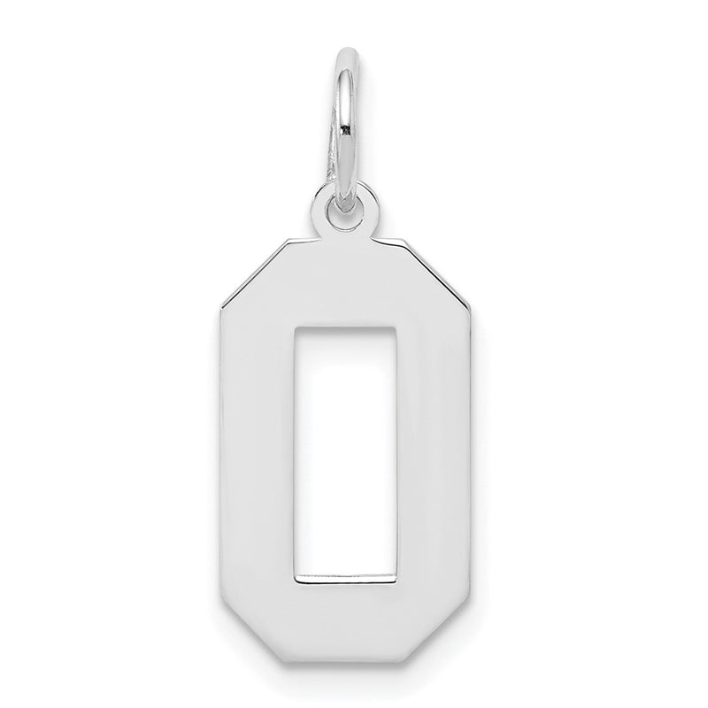 Sterling Silver Silver/Rhodium-Plated Polished Number 0 Charm