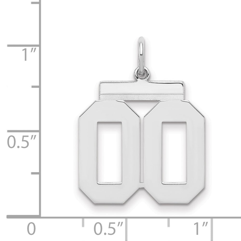 Sterling Silver Rhodium-Plated Medium Polish Number Double 00 With Top