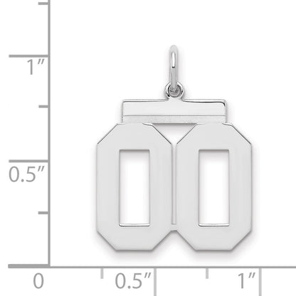 Sterling Silver Rhodium-Plated Medium Polish Number Double 00 With Top